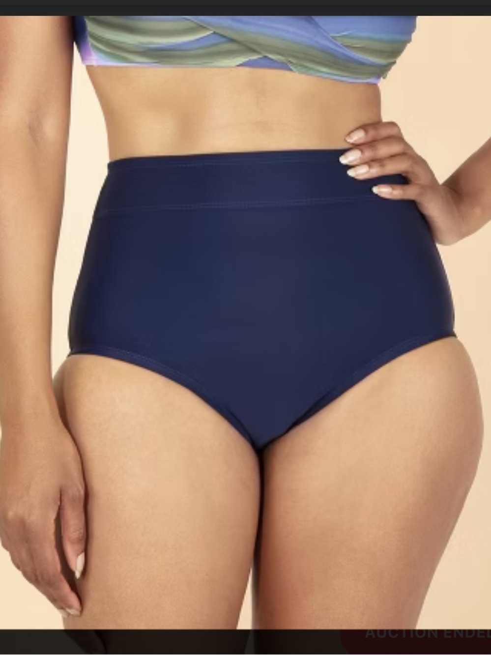 Lands' End High-Waist Swim Briefs in Navy